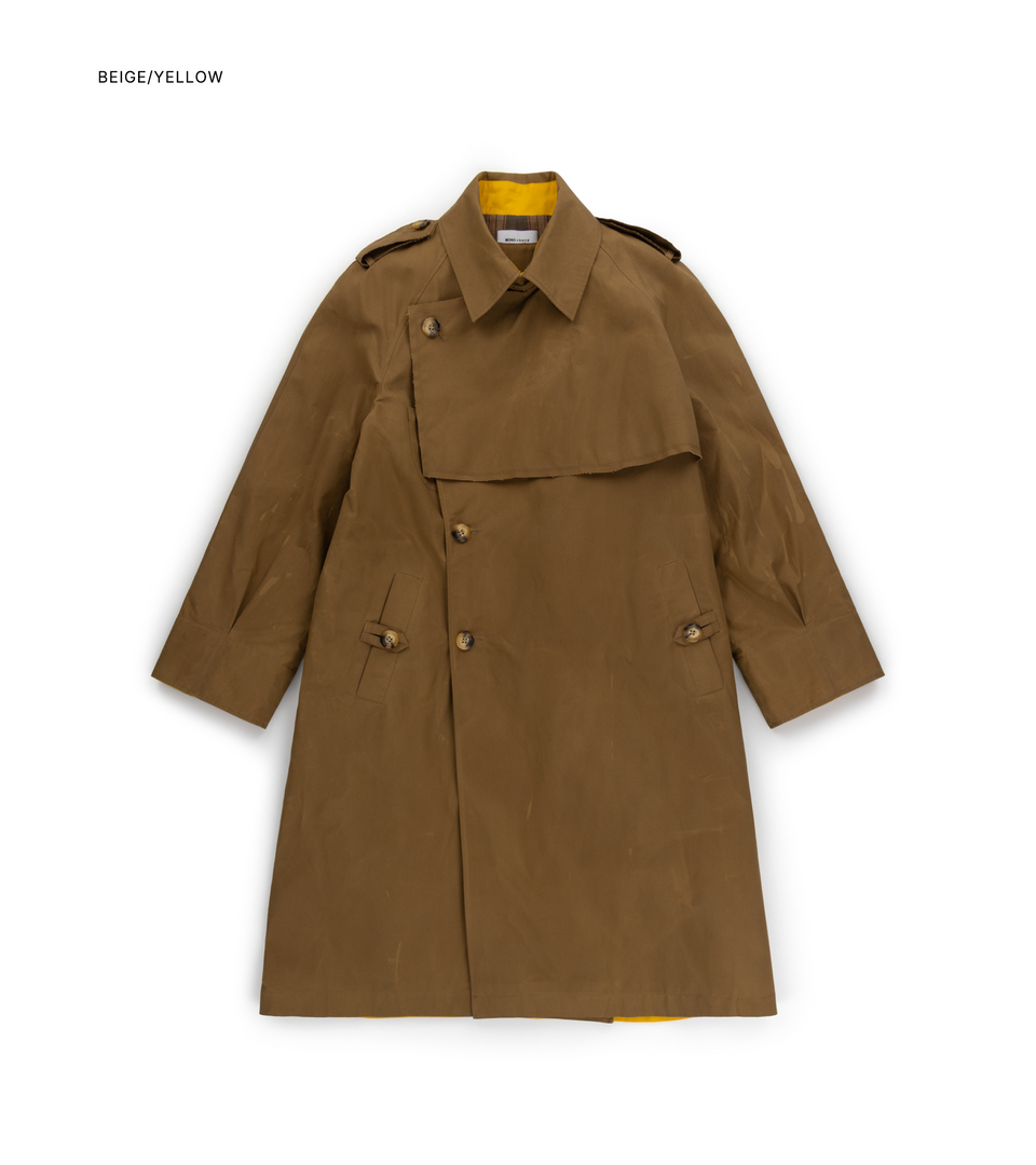 mononavy waxed trench coat